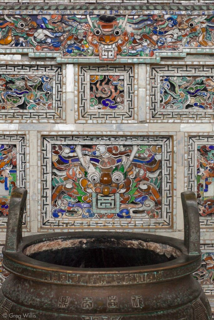 Khai Dinh Tomb: Thien Dinh Palace, Detail of Mosaic in the Altar of Khai Dinh