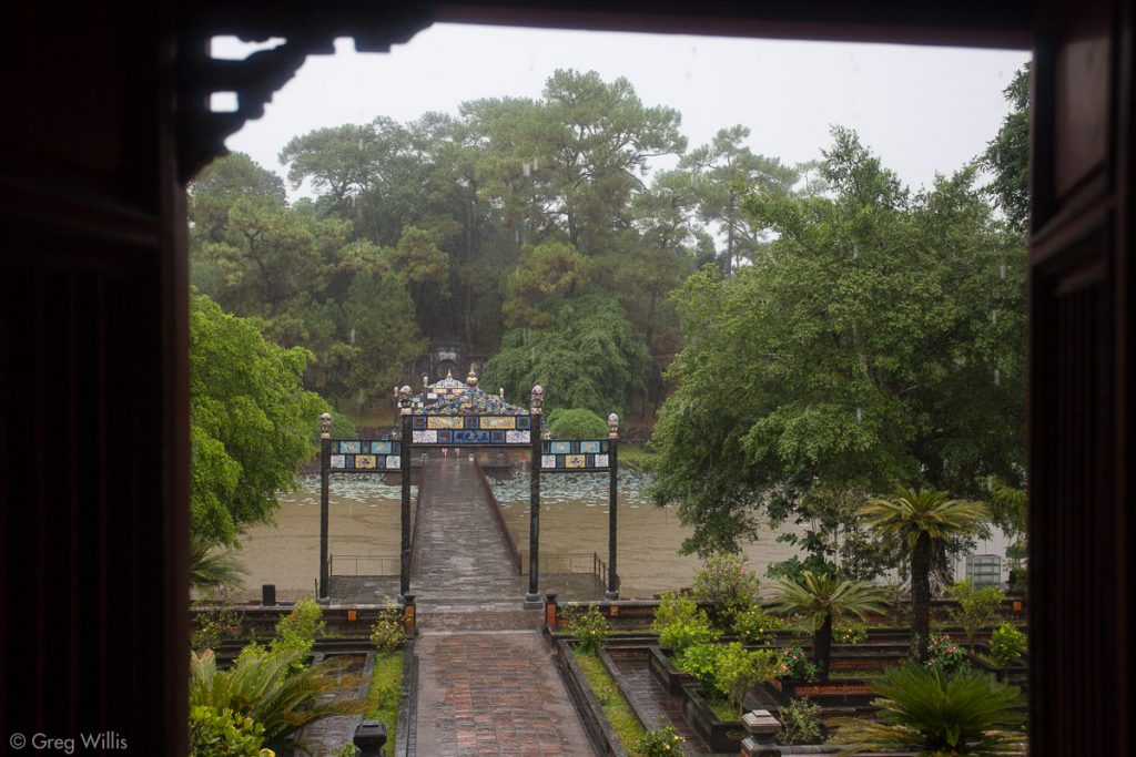 Trung Dao Kieu (Bridge of Intelligence & Uprightness) across the Tan Nguyet Lake (Lake of the New Moon) to the Tomb Mound