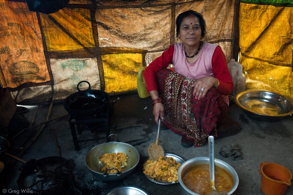 The woman who cooked the breakfast curry in Prithvi Raj Marg.