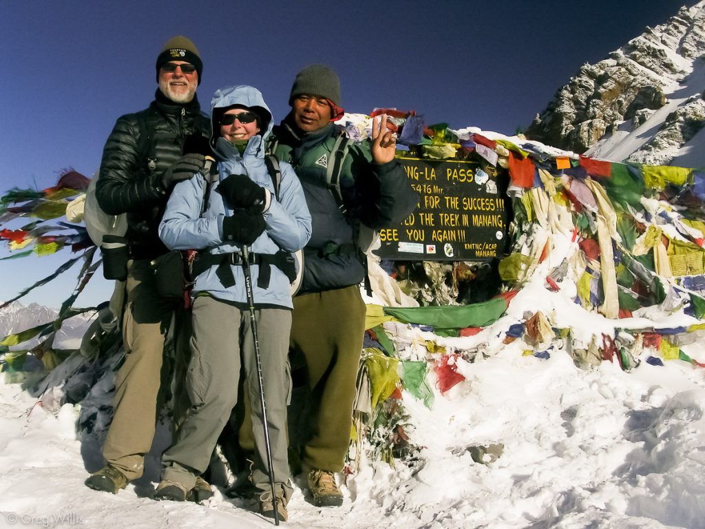 Greg, Heather, & Devendra on the Thorung La Pass
