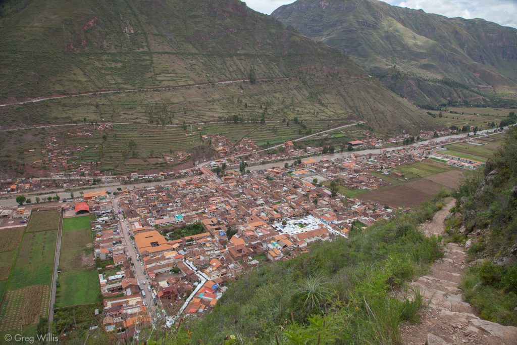 Pisac Town & the Urubamba River from the Trail