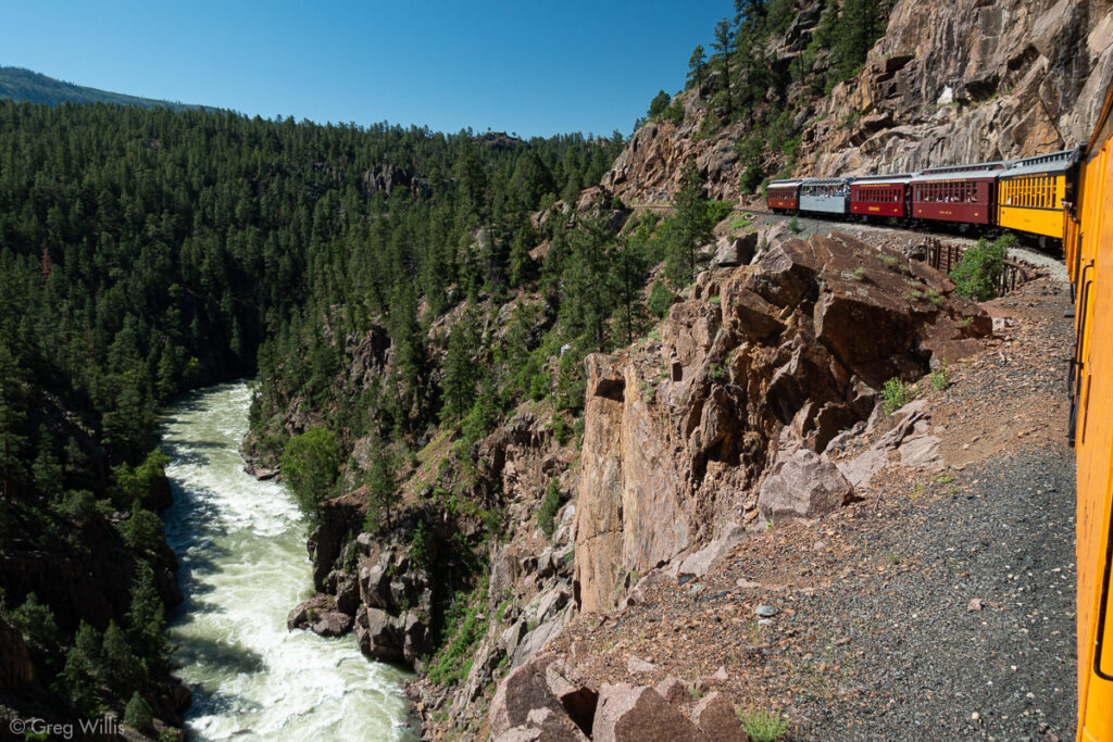 Durango-Silverton Train with the Animus River Below